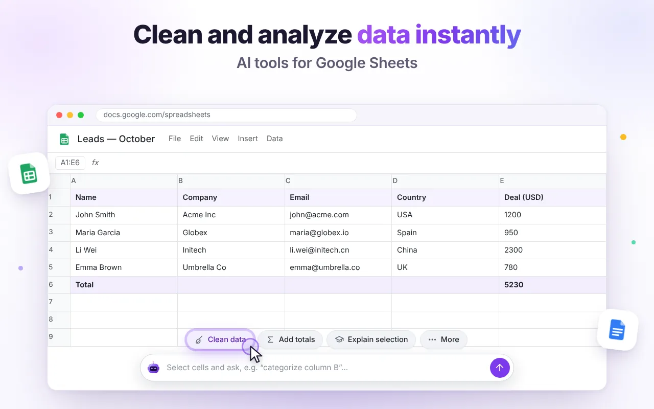 Clean and analyze data in Google Sheets